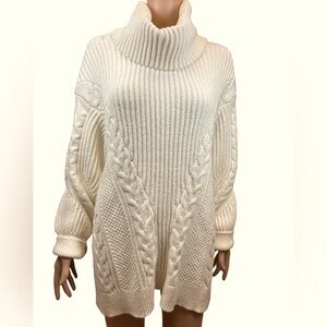 Banana Republic Cable Knit Oversized Cowl Neck Sweater Large Knitters Special
